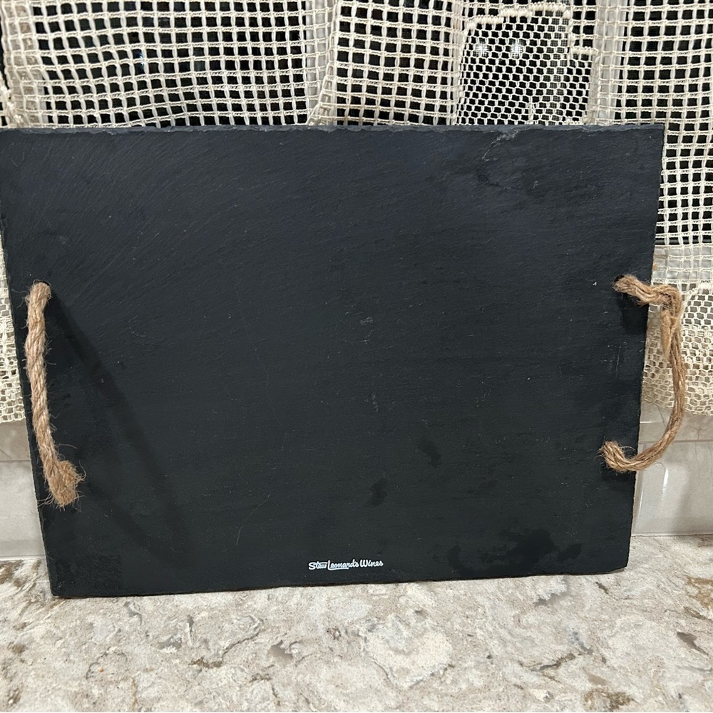 Stew Leonard Wines Black Slate Serving Tray with Rope Handles